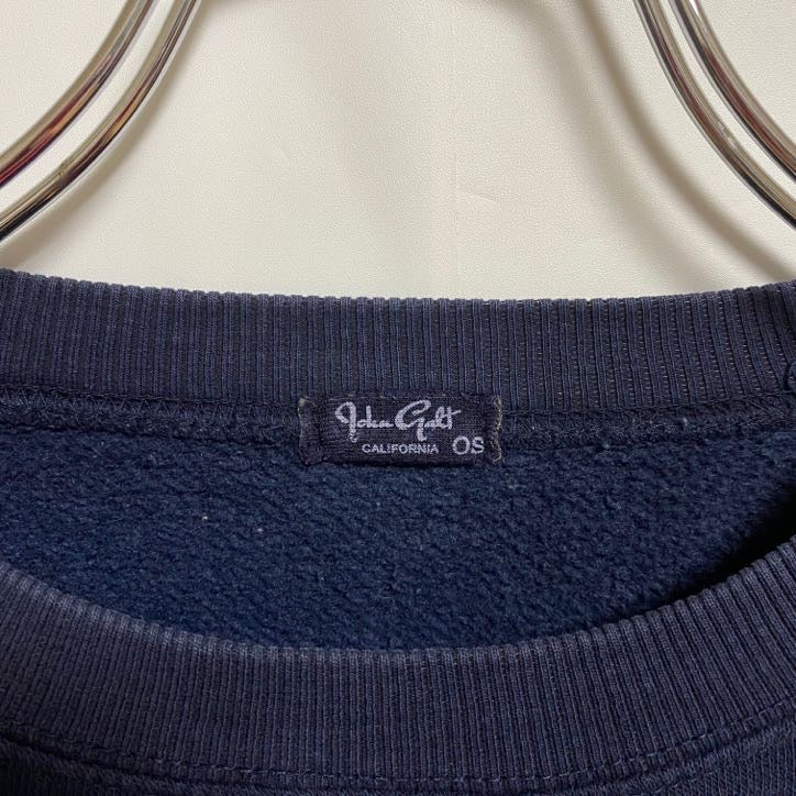 古着 used JOHN GALT 長袖クルーネックアメリカ国旗刺繍スウェット トレーナー レトロデザイン ネイビー