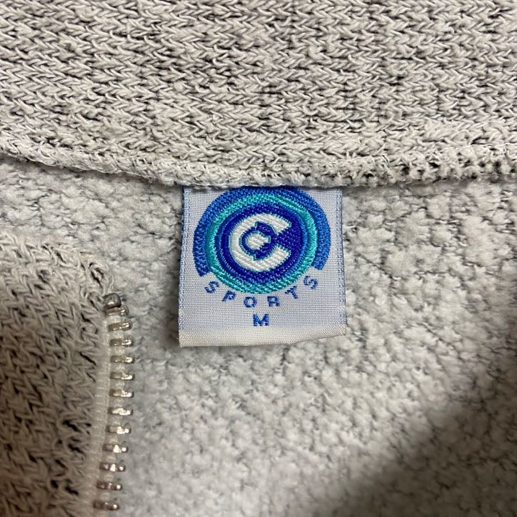 古着 used SPORTS 長袖ジップアップ薄手ニット セーター アメリカンロブスター 白 ホワイト 秋冬服 Mサイズ