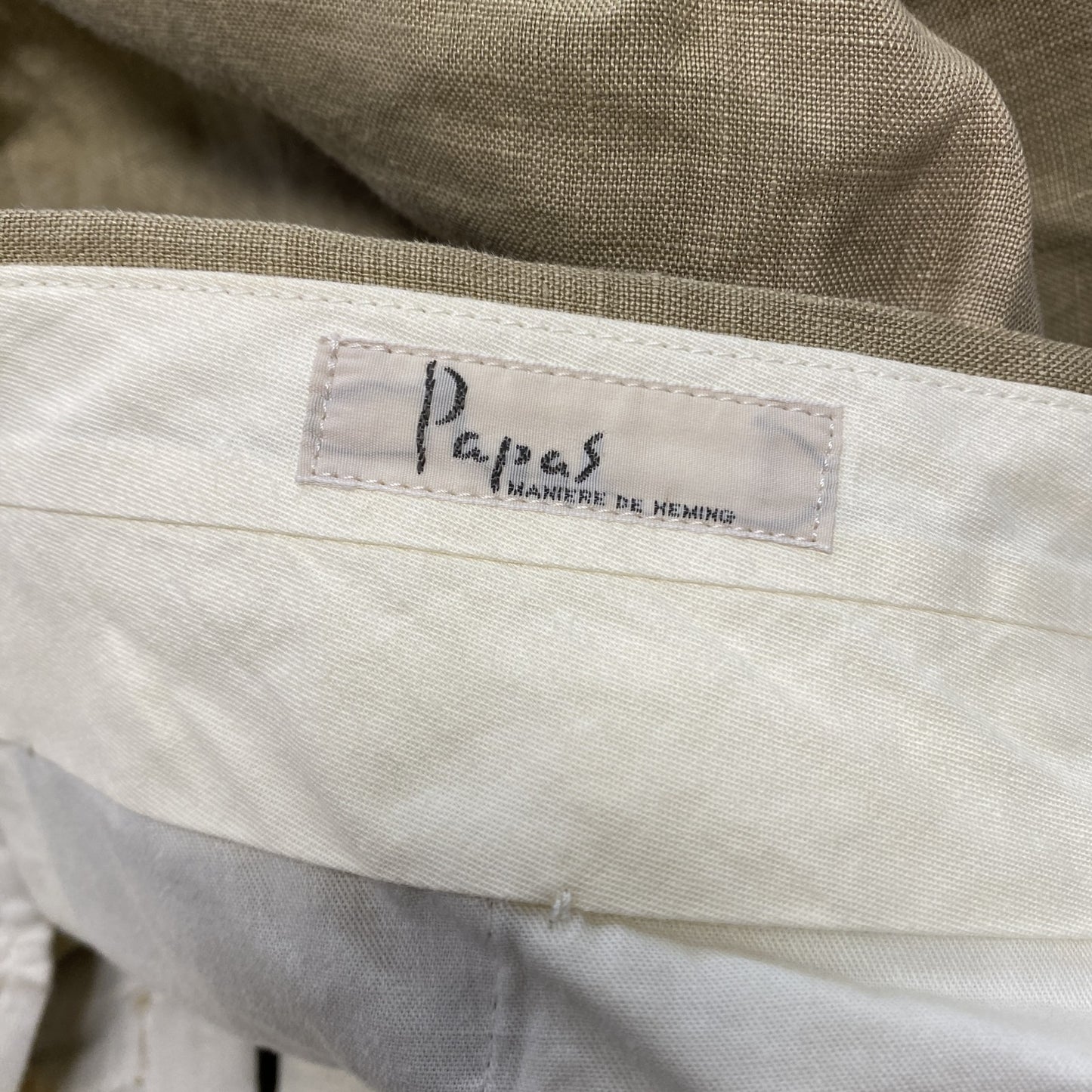 Papas パパス リネンパンツ ベージュ XLサイズ