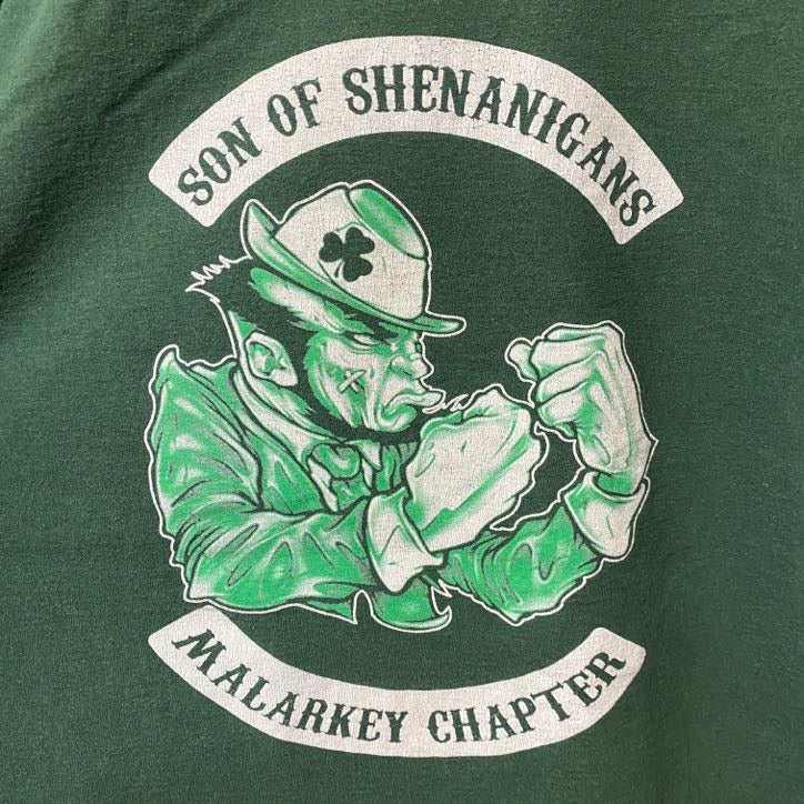 古着 used Son Of Shenanigan 半袖バックプリントTシャツ 緑 グリーン レトロ クルーネック オーバーサイズ