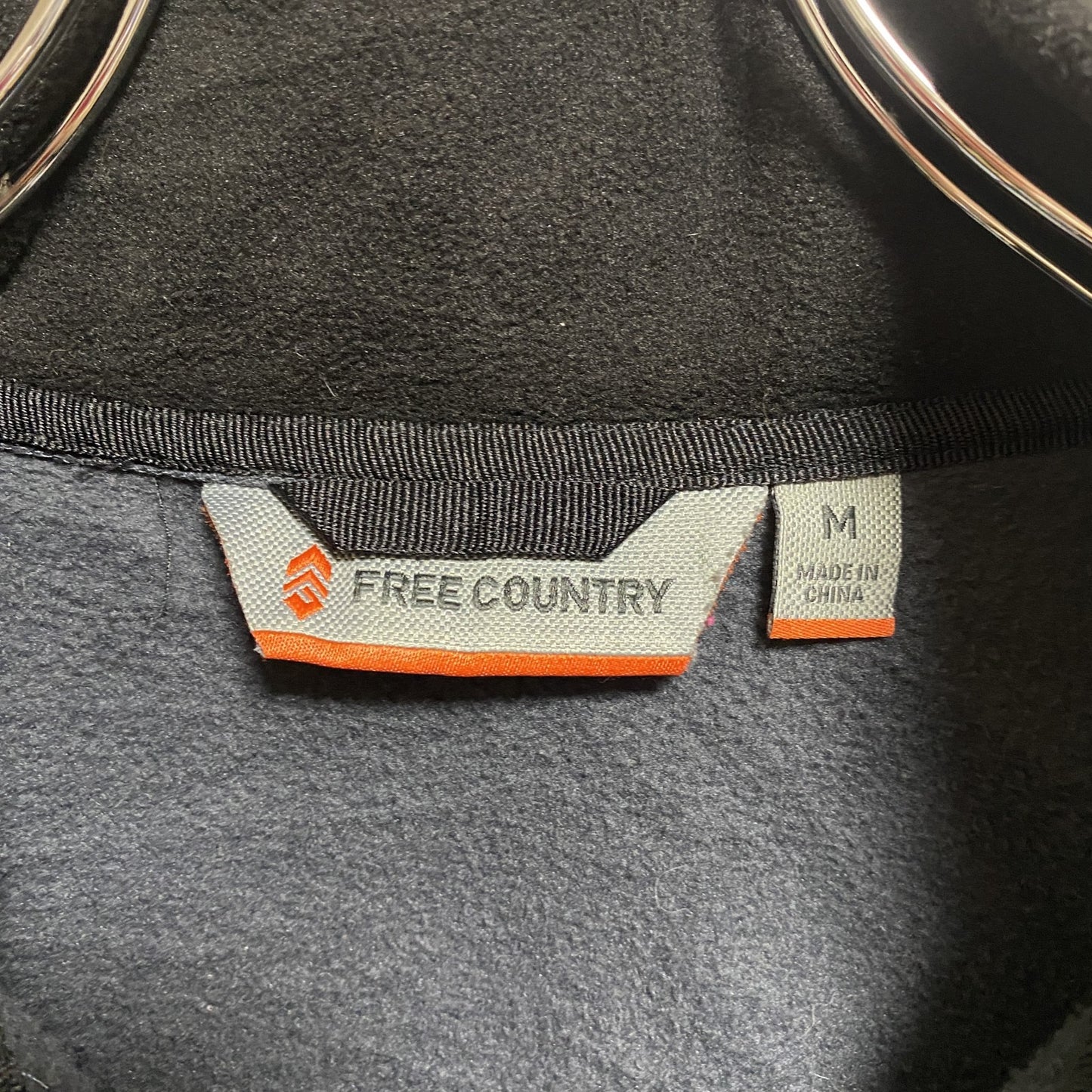 古着 used FREE COUNTRY 長袖フルジップフリースジャケット ロゴ刺繍 ノームコア チャコール Mサイズ