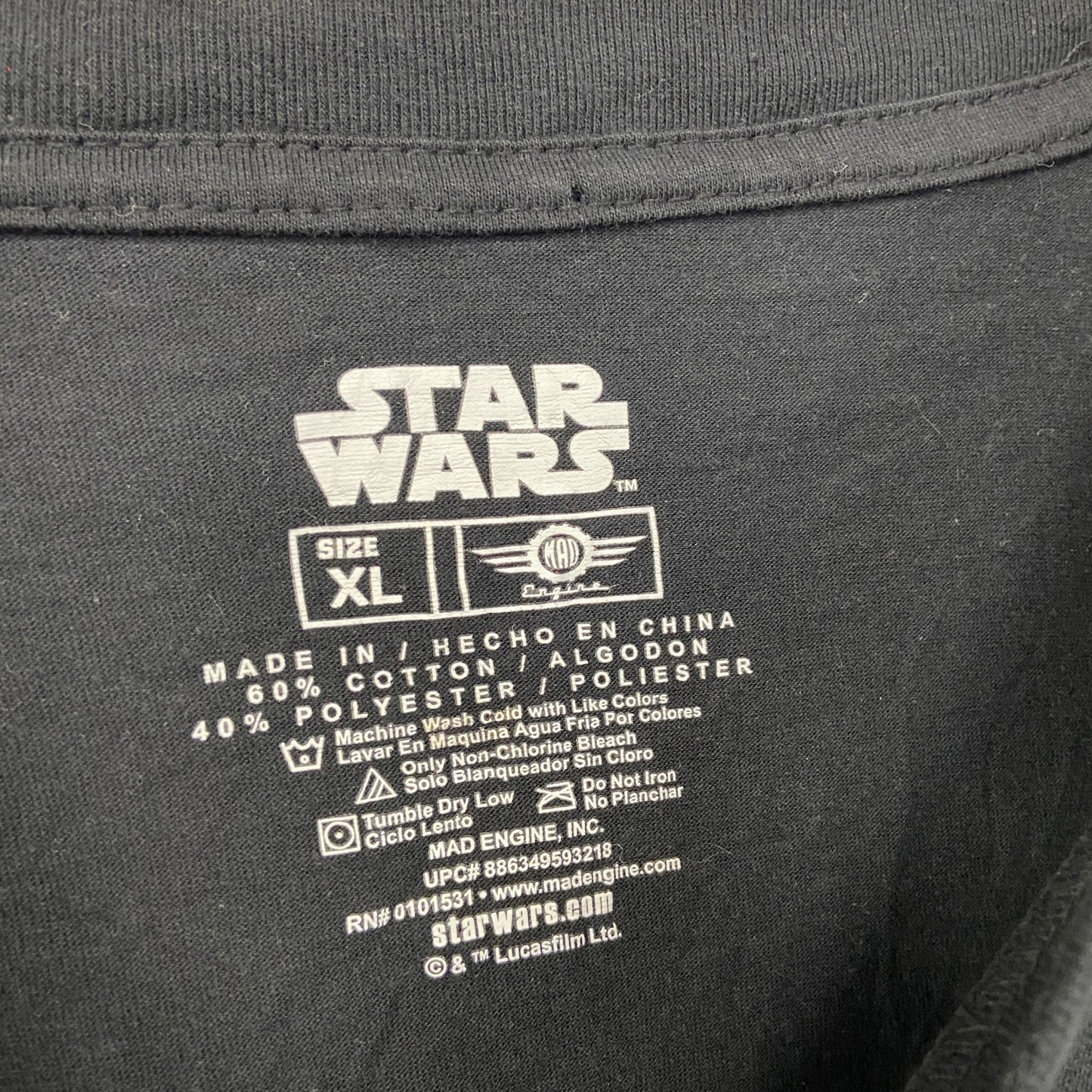 STAR WARS スターウォーズ Disney ダース・ベイダー 長袖Tシャツ/ロンT キャラクターT 黒 ブラック XLサイズ