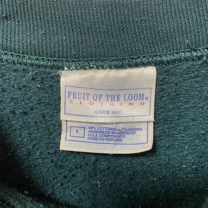 古着 used FRUIT OF THE LOOM 長袖ラグランスリーブ無地スウェット トレーナー 90s ノームコア Lサイズ