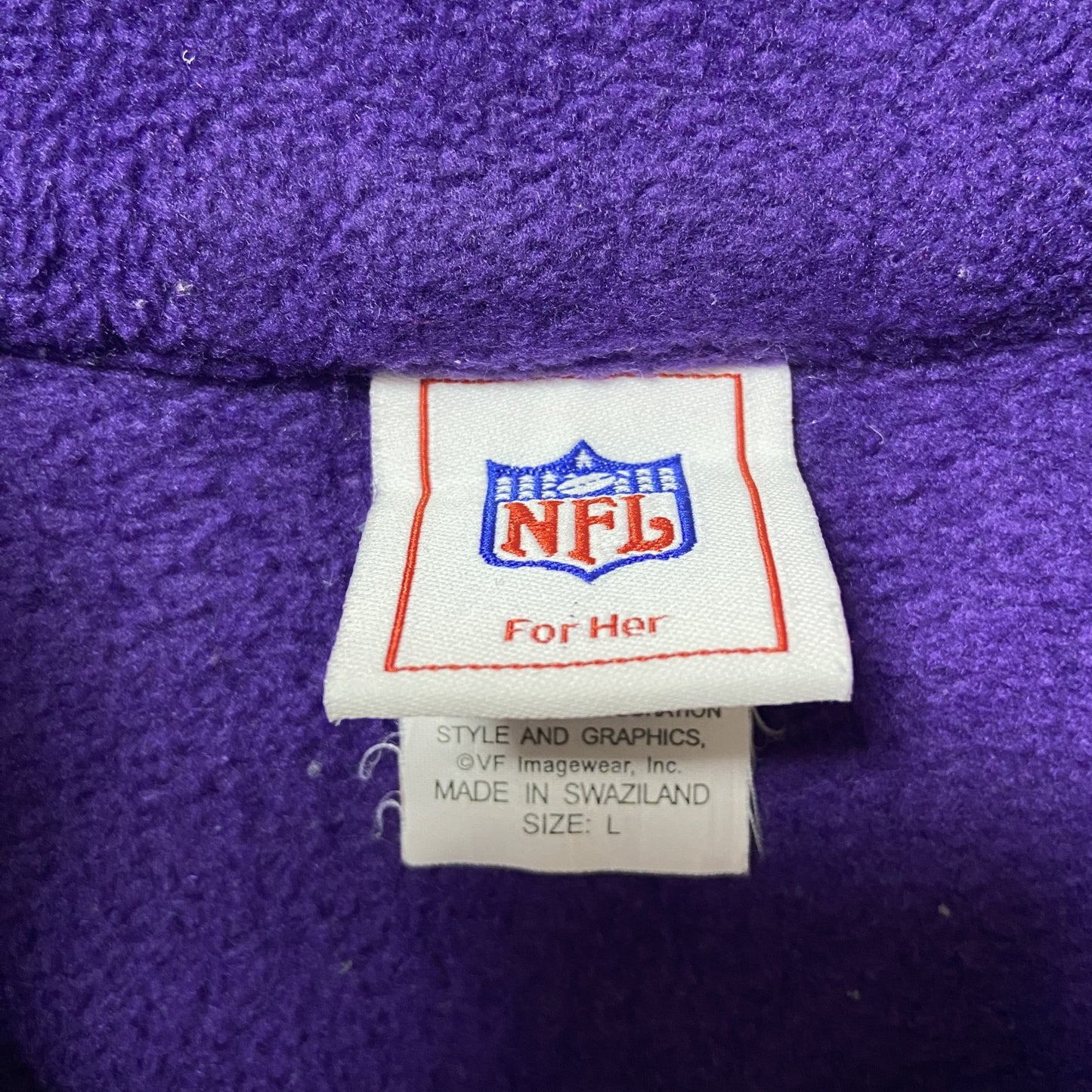 古着 used NFL RAVENS レイブンズ 長袖ハーフジップフリースジャケット ワンポイント刺繡 アメフト 紫 Lサイズ