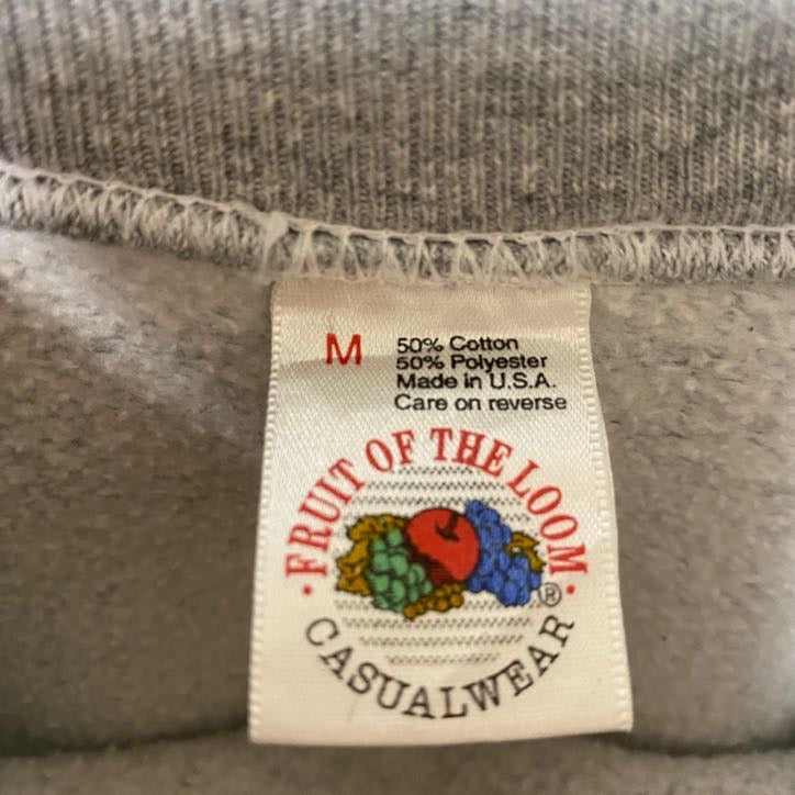 古着 used FRUIT OF THE LOOM 長袖ラグランスリーブ無地スウェット トレーナー ノームコア グレー Mサイズ