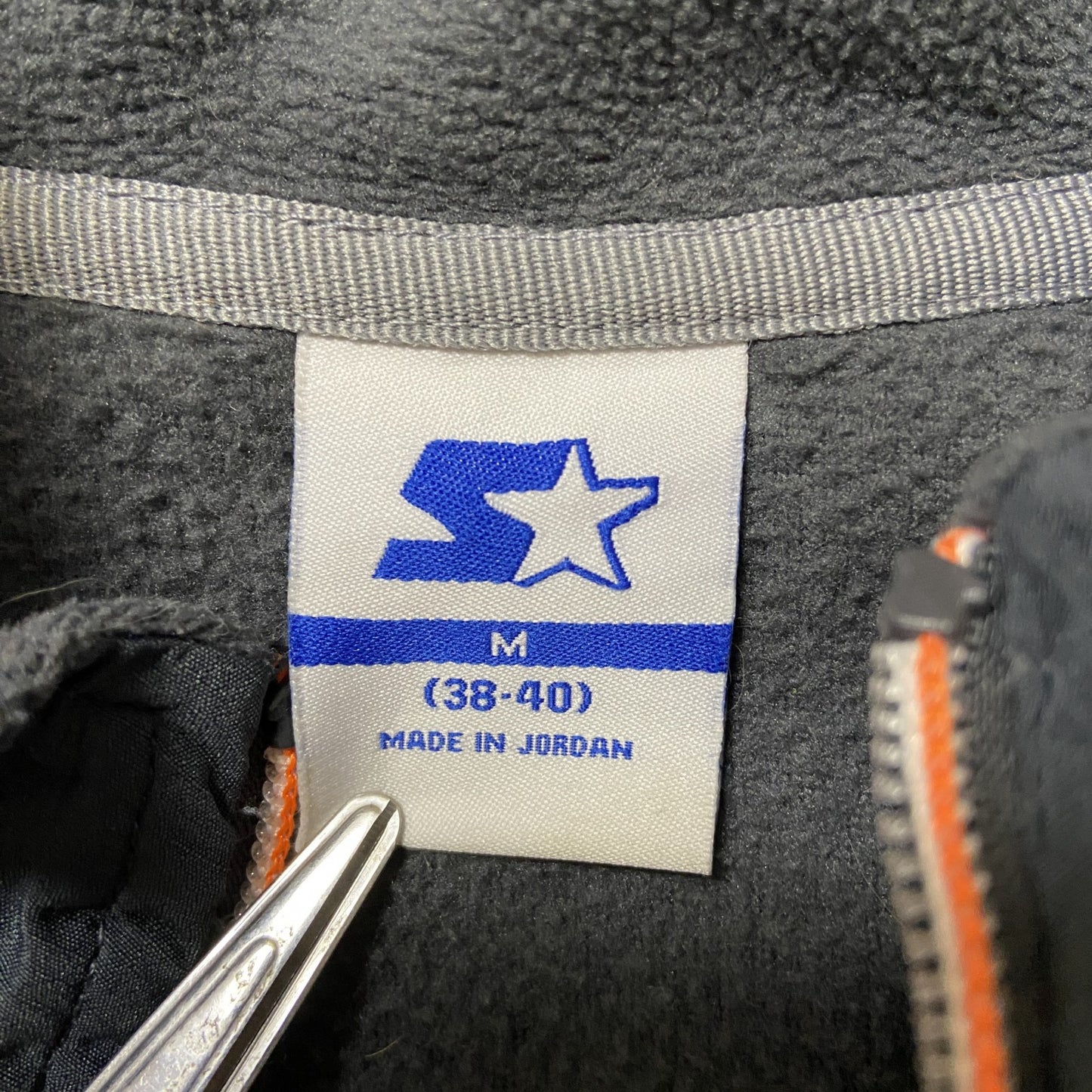 古着 used STARTER スターター 長袖フルジップフリースジャケット ジップアップ レトロデザイン ダークグレー Mサイズ