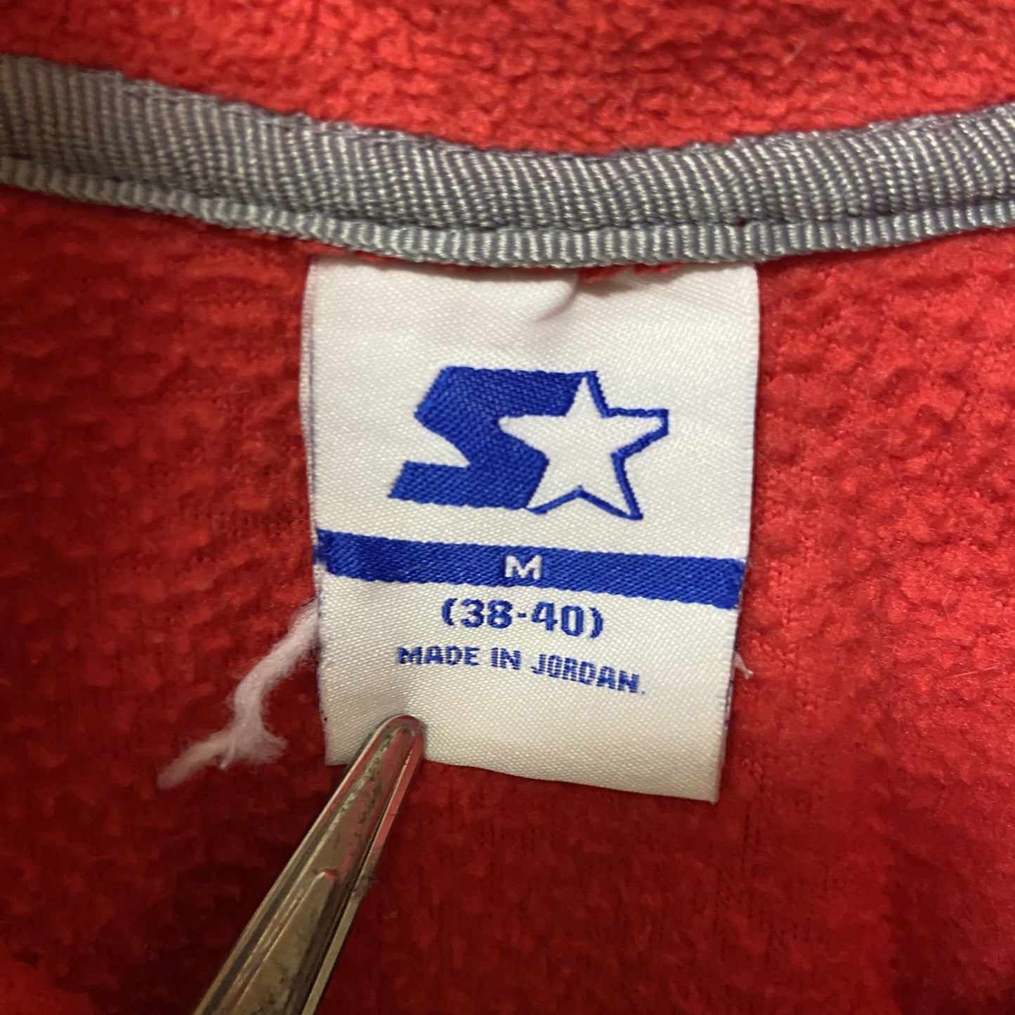 古着 used STARTER スターター 長袖フリースジャケット ラグラン袖 ハーフジップ スポーティー 赤 Mサイズ