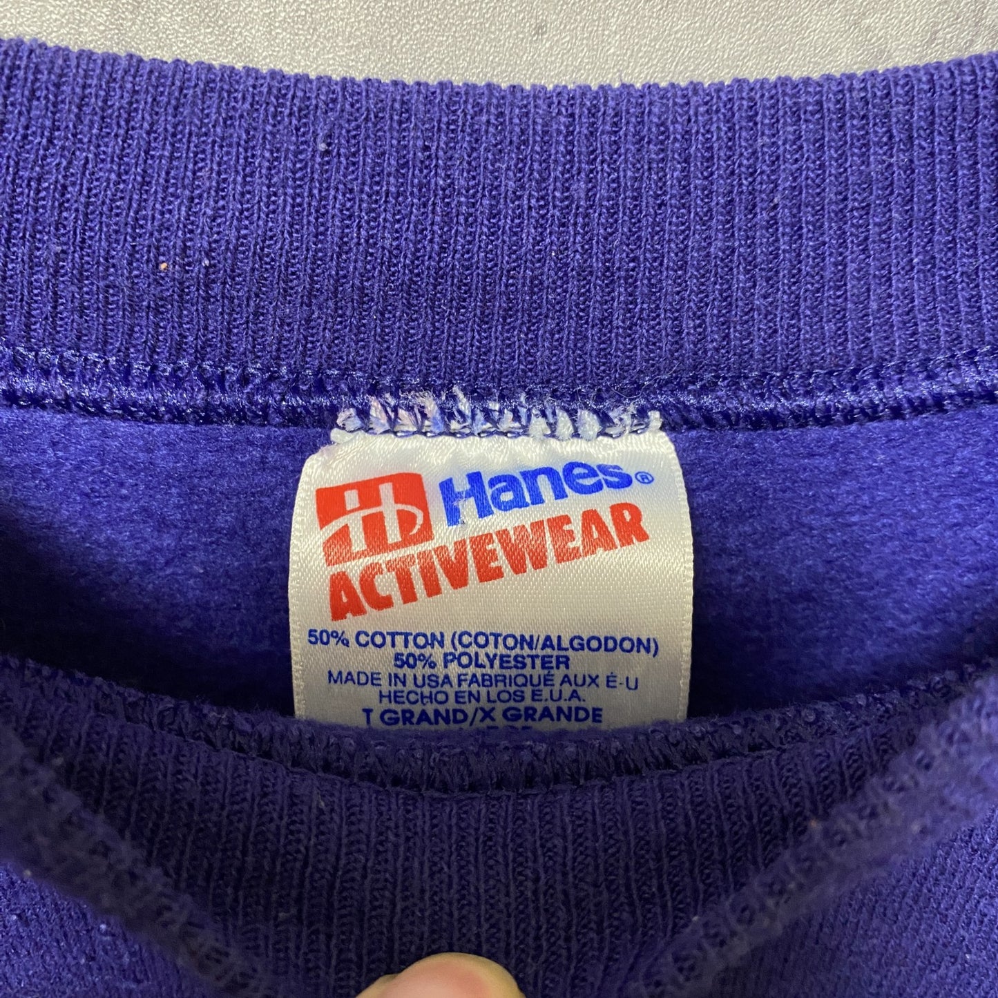 古着 used Hanes 90s 90年代 長袖アニマル柄プリントスウェット トレーナー ラグランスリーブ 紫 オーバーサイズ