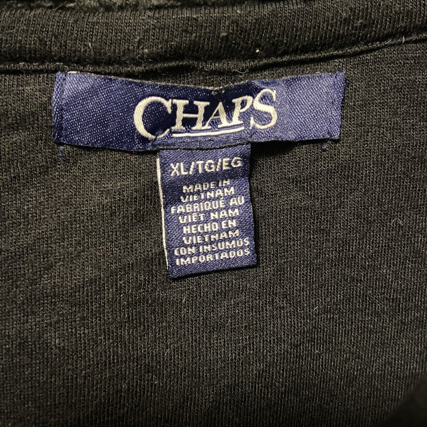 古着 used CHAPS チャップス ジップアップフリースベスト ボア生地 ノームコア 黒 シンプル レトロデザイン XLサイズ