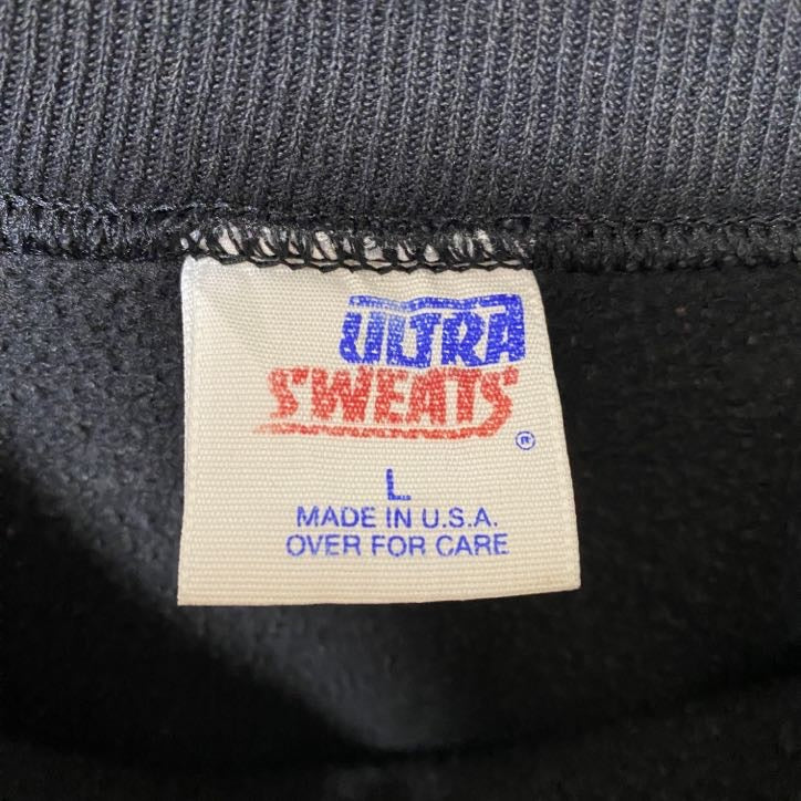古着 used ULTRA SWEATS 長袖ラグランスリーブ無地スウェット トレーナー 80s ノームコア ブラック Lサイズ