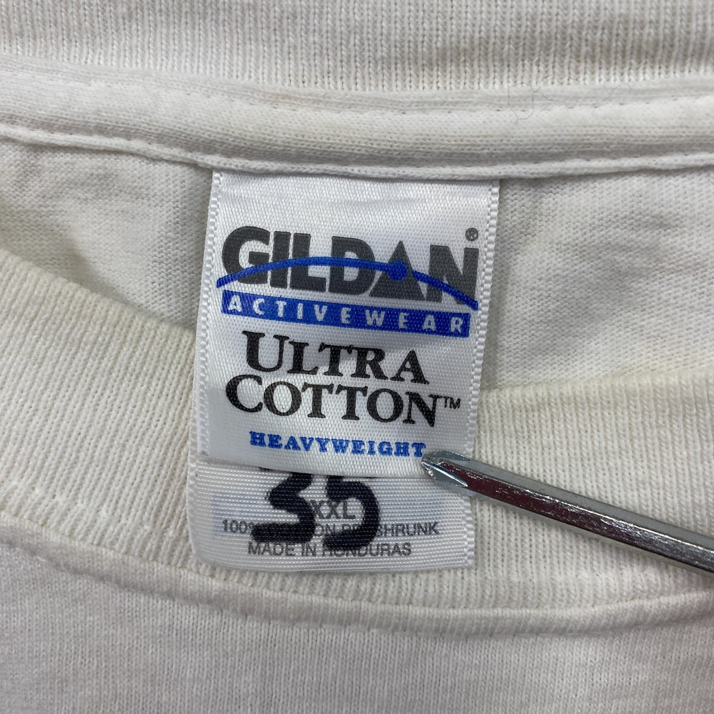00s GILDAN 半袖プリントTシャツ カレッジプリント サイン入り 白 ホワイト 2XLサイズ