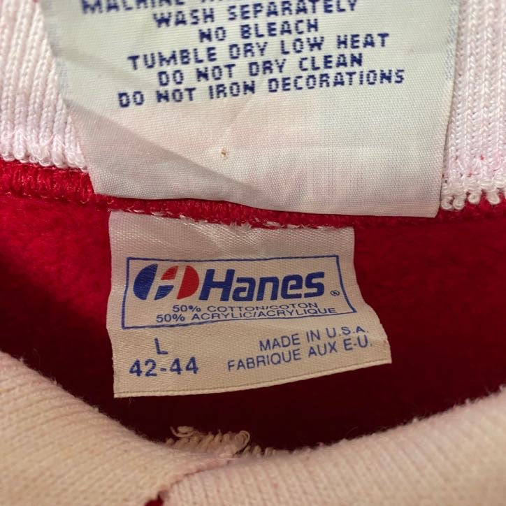 古着 used Hanes ヘインズ MORNINGSUN 90s 長袖プリントスウェット トレーナー 雪だるま Lサイズ