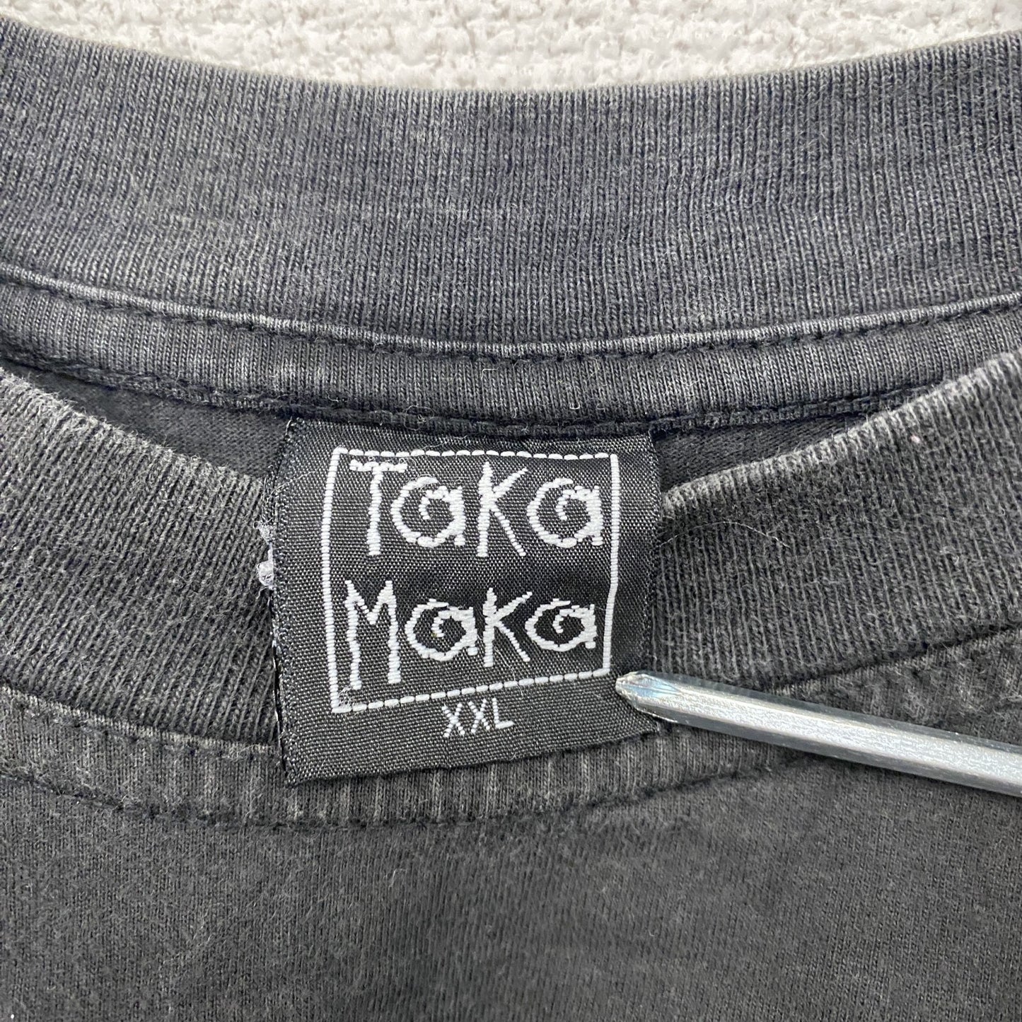 90s~ TAKA MAKA 長袖プリントTシャツ ユーロヴィンテージ 黒 ブラック 2XLサイズ