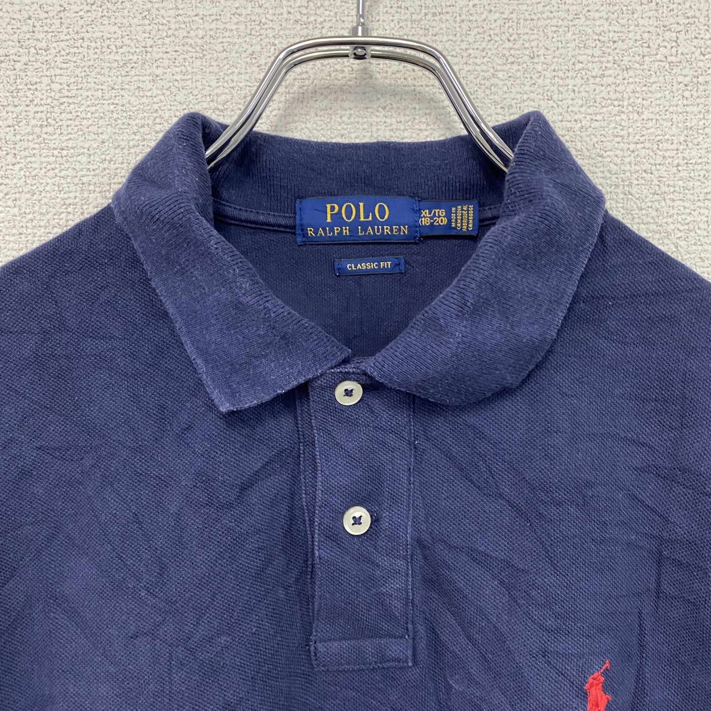 POLO RALPH LAUREN ポロラルフローレン 半袖ポロシャツ 刺繡ロゴ 紺 ネイビー XLサイズ
