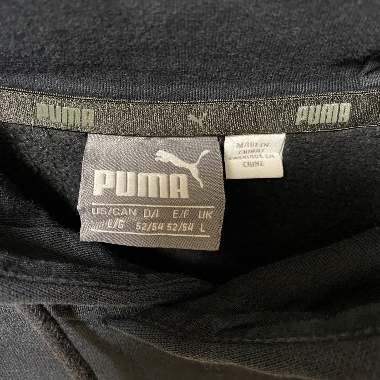 古着 used puma プーマ 長袖ロゴプリントパーカー フード付きトレーナー 黒 ブラック 秋冬服 Lサイズ
