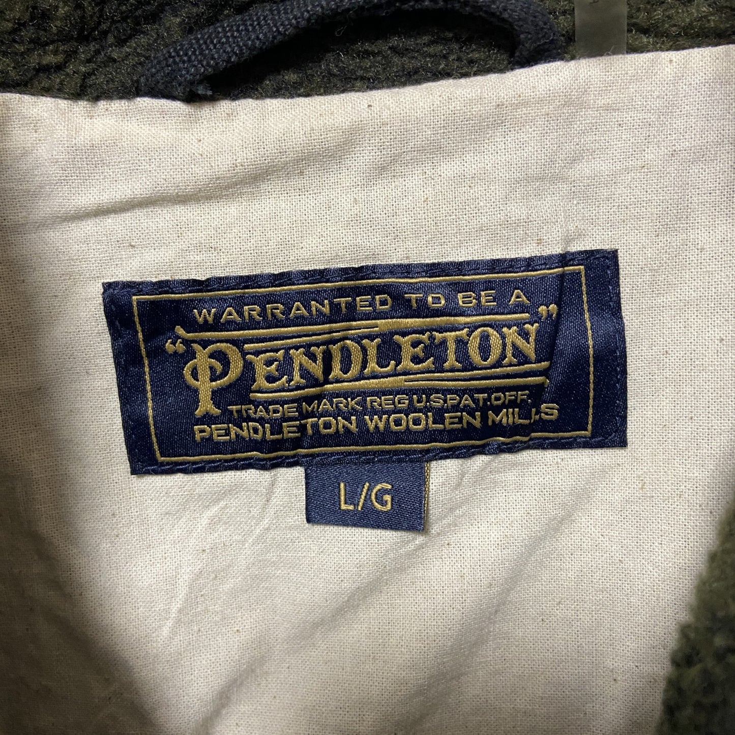 古着 used PENDLETON ペンドルトン 長袖フルジップフリース ボアジャケット オンブレチェック 黒緑 Ⅼサイズ