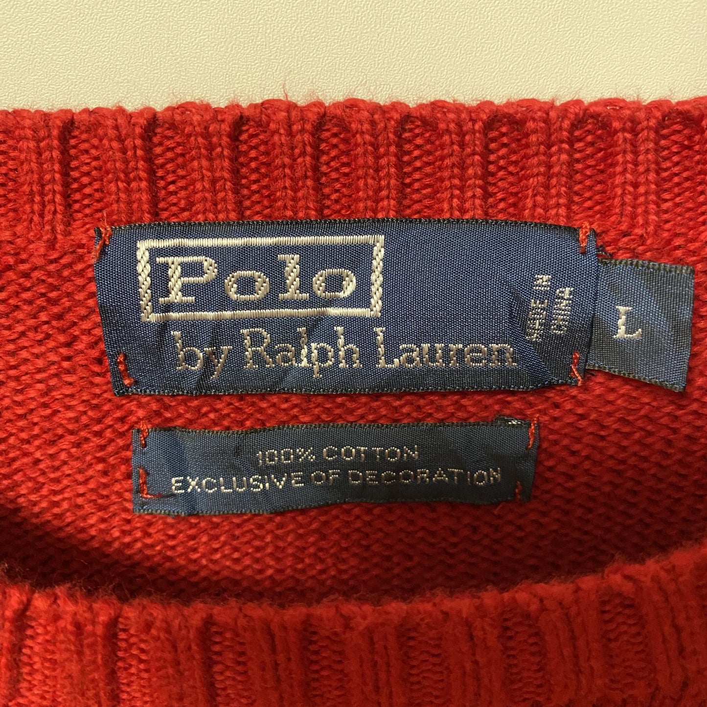 Polo by Ralph Lauren ポロラルフローレン 長袖クルーネックニットセーター 赤 Lサイズ