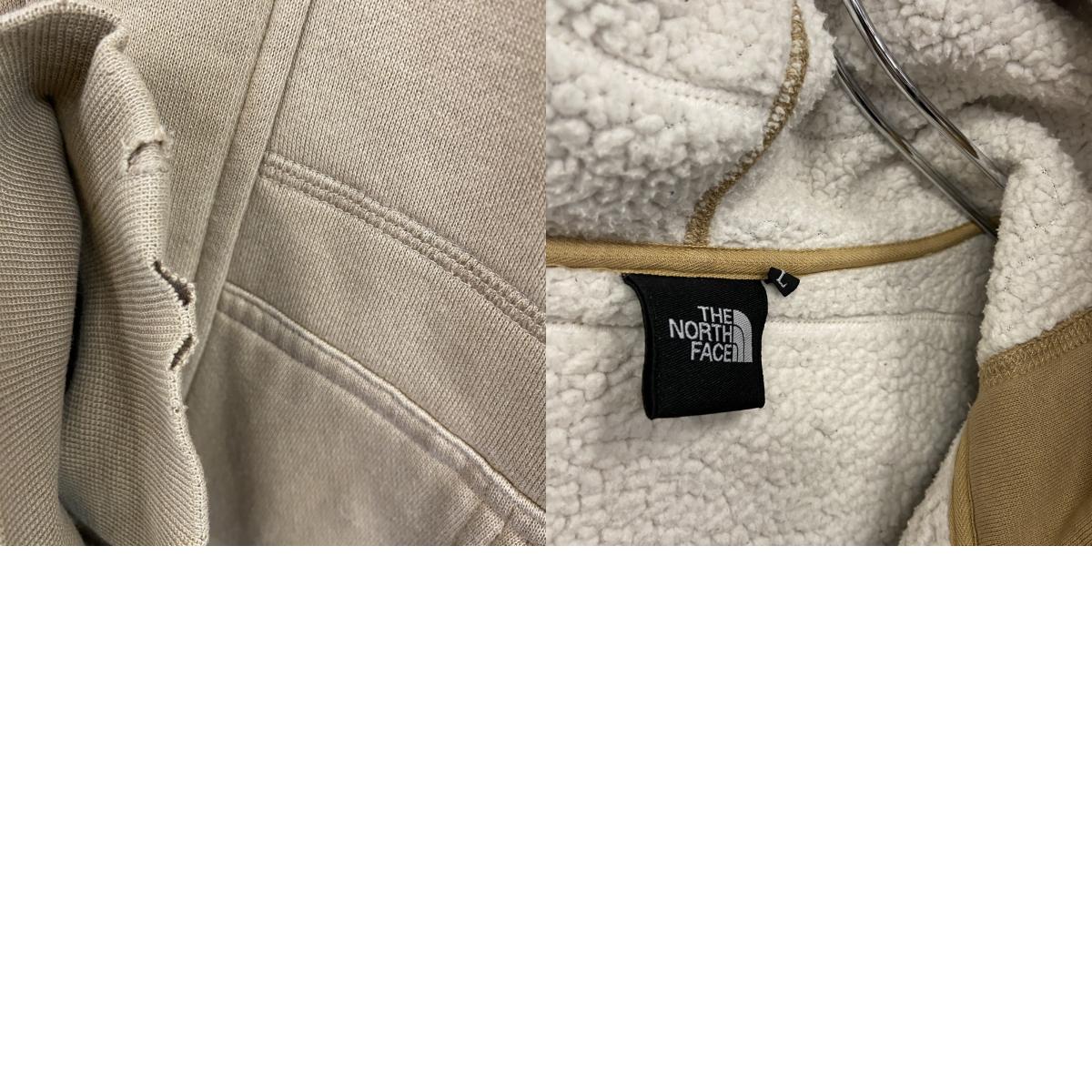 THE NORTH FACE ザ・ノースフェイス フルジップスウェットパーカー/フーディー 裏ボア ベージュ Lサイズ
