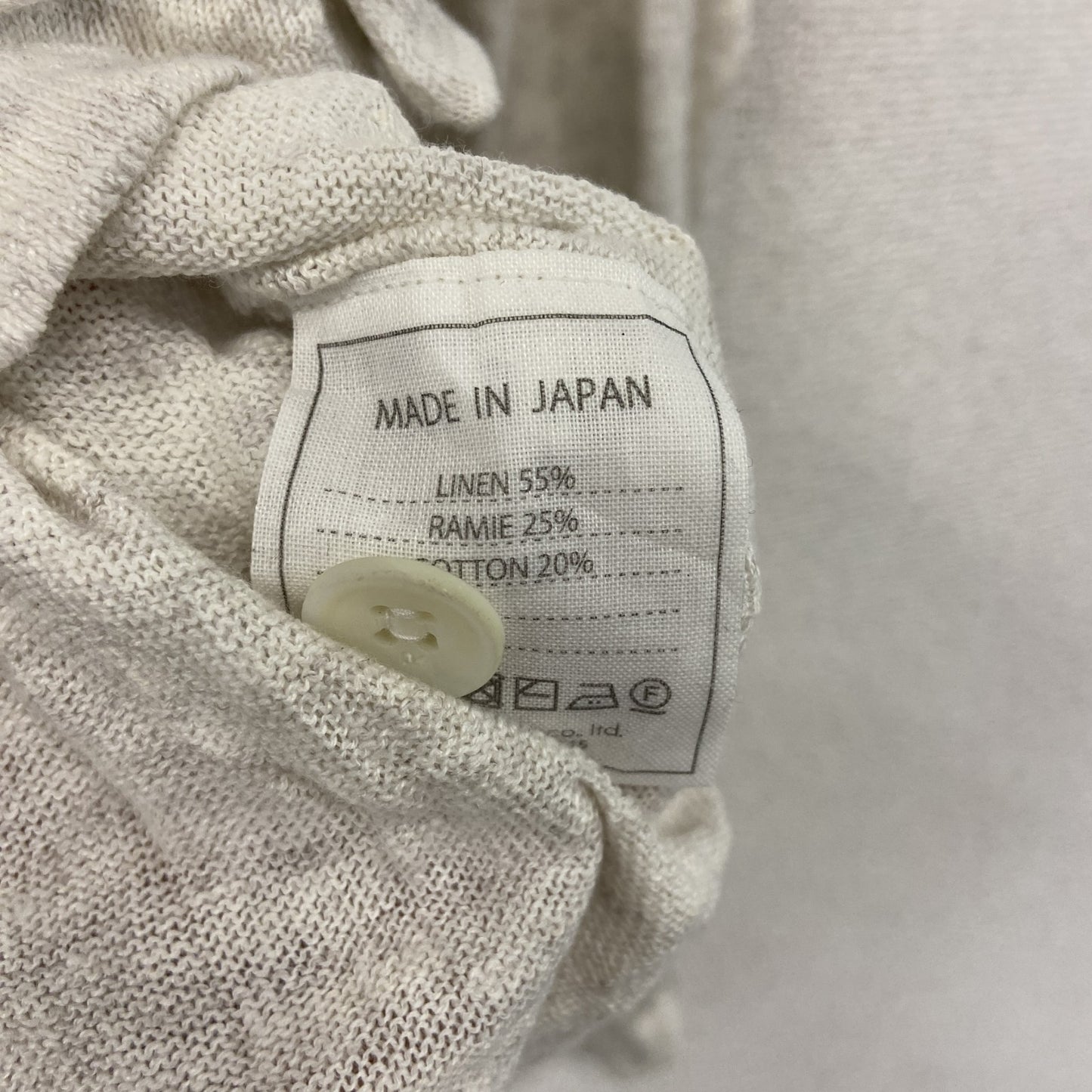 45R リネン混コットンニットカーディガン 白 ホワイト