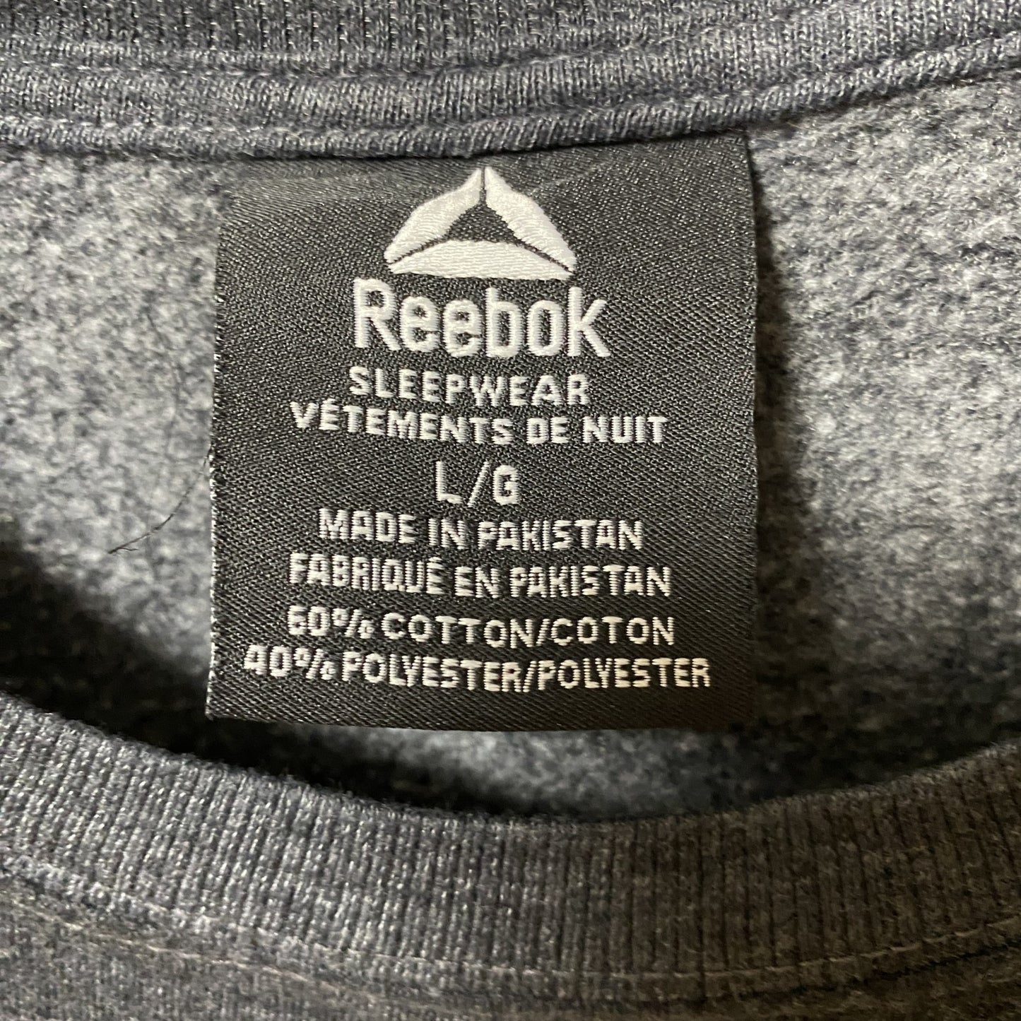 古着 used Reebok リーボック 長袖ロゴプリントスウェット トレーナー クルーネック グレー 秋冬服 Lサイズ