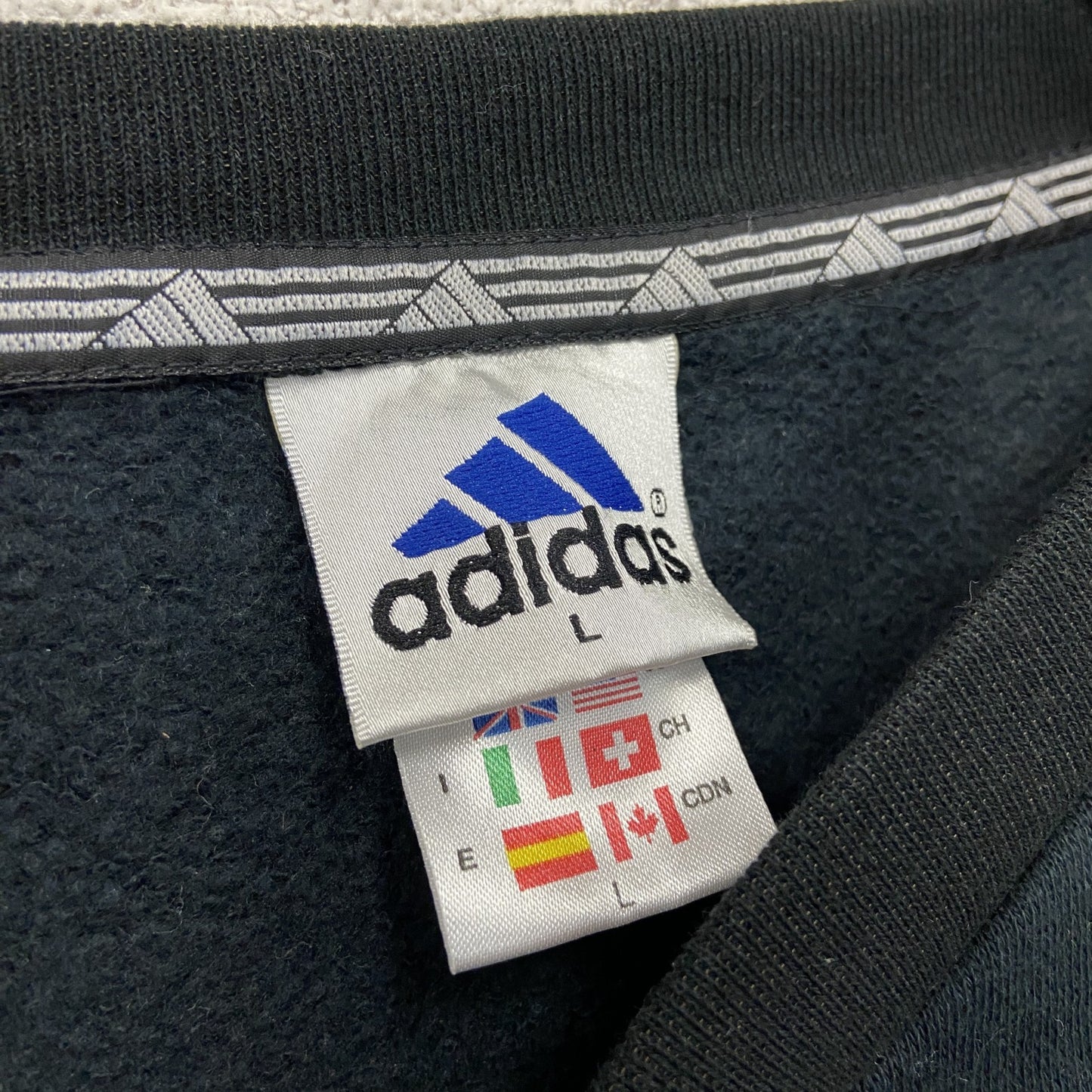 90s~ adidas アディダス スウェット/トレーナー パフォーマンスロゴ ヴィンテージ 黒 ブラック Lサイズ