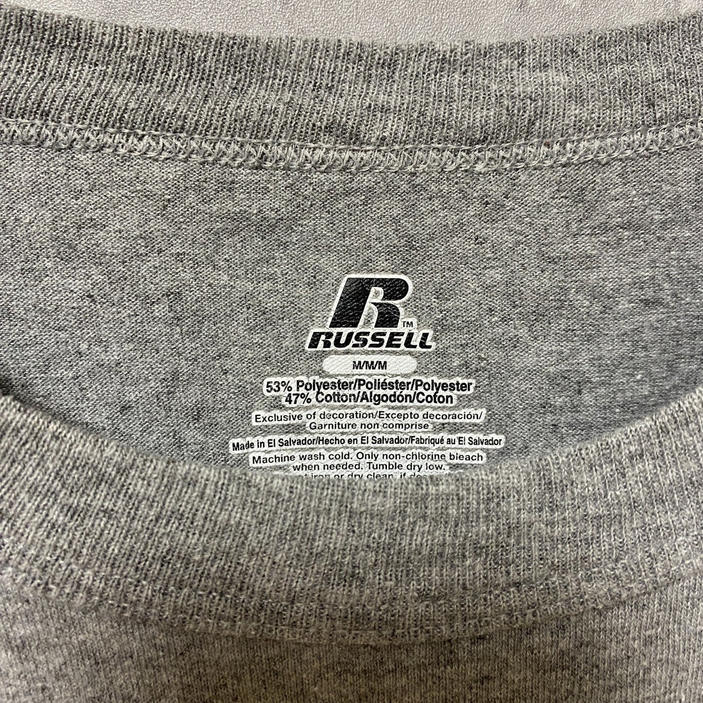 古着 used RUSSELL ラッセル アメフト 半袖カレッジプリントTシャツ スポーツ グレー レトロ Mサイズ