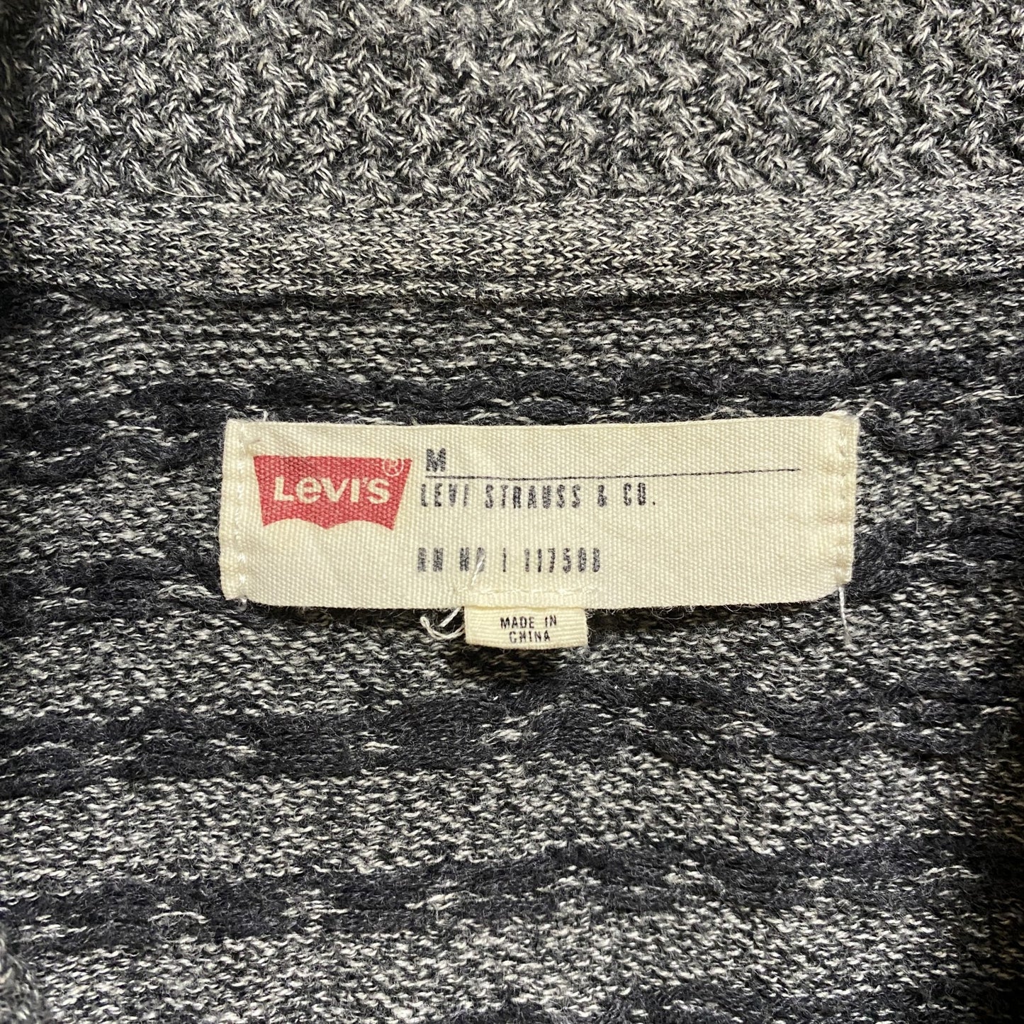 古着 used LEVI’S リーバイス 長袖フェアアイル柄ニット セーター ショールカラー グレー 秋冬服 Mサイズ