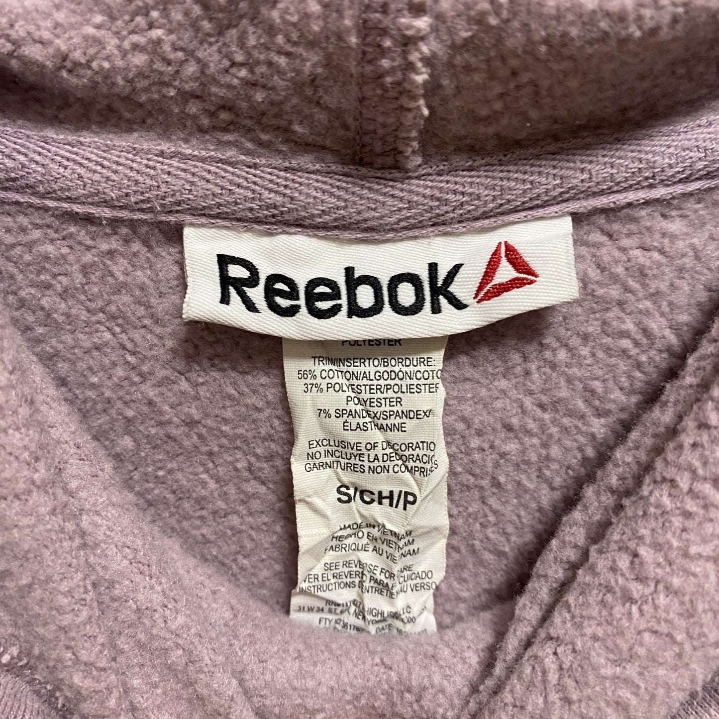 古着 used Reebok リーボック 長袖フロントロゴプリントパーカー 薄紫 パープル ピンク 秋冬服 Sサイズ