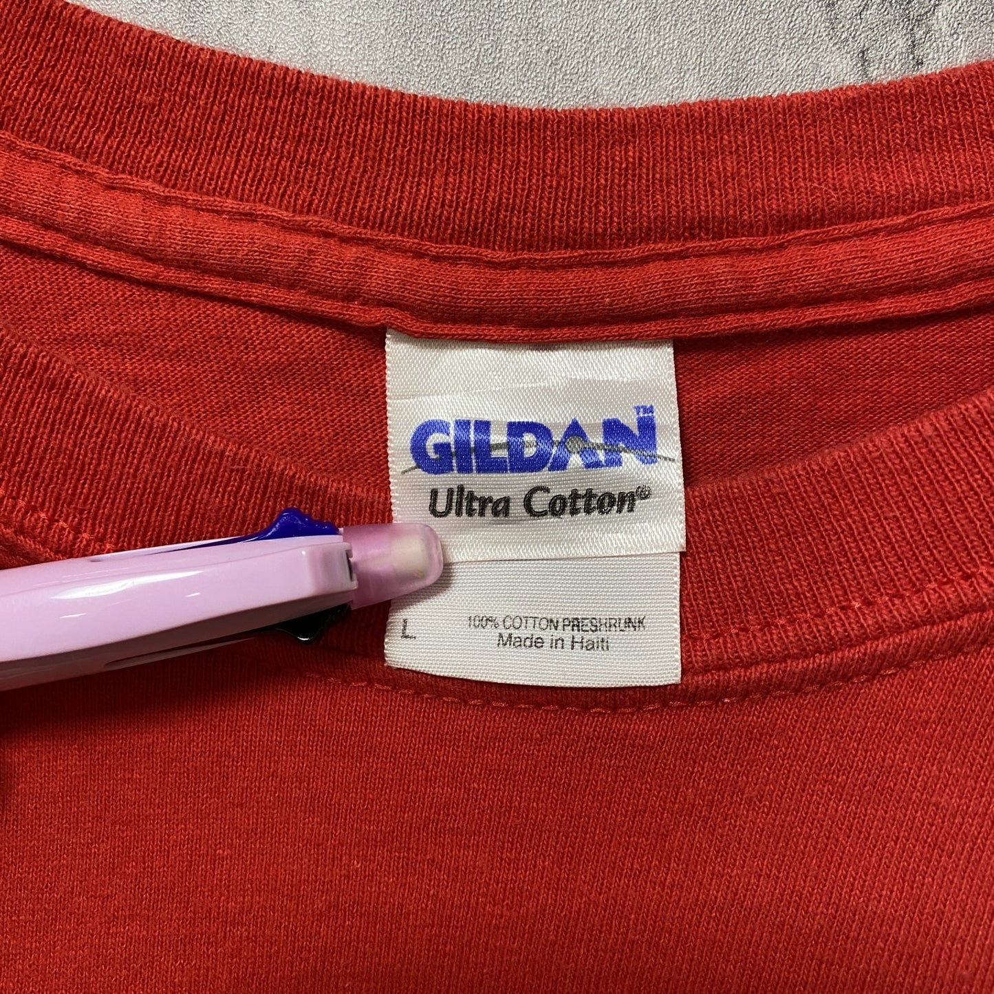 古着 used GILDAN ギルダン シカゴブラックホークス 半袖プリントTシャツ 赤 アイスホッケー Lサイズ