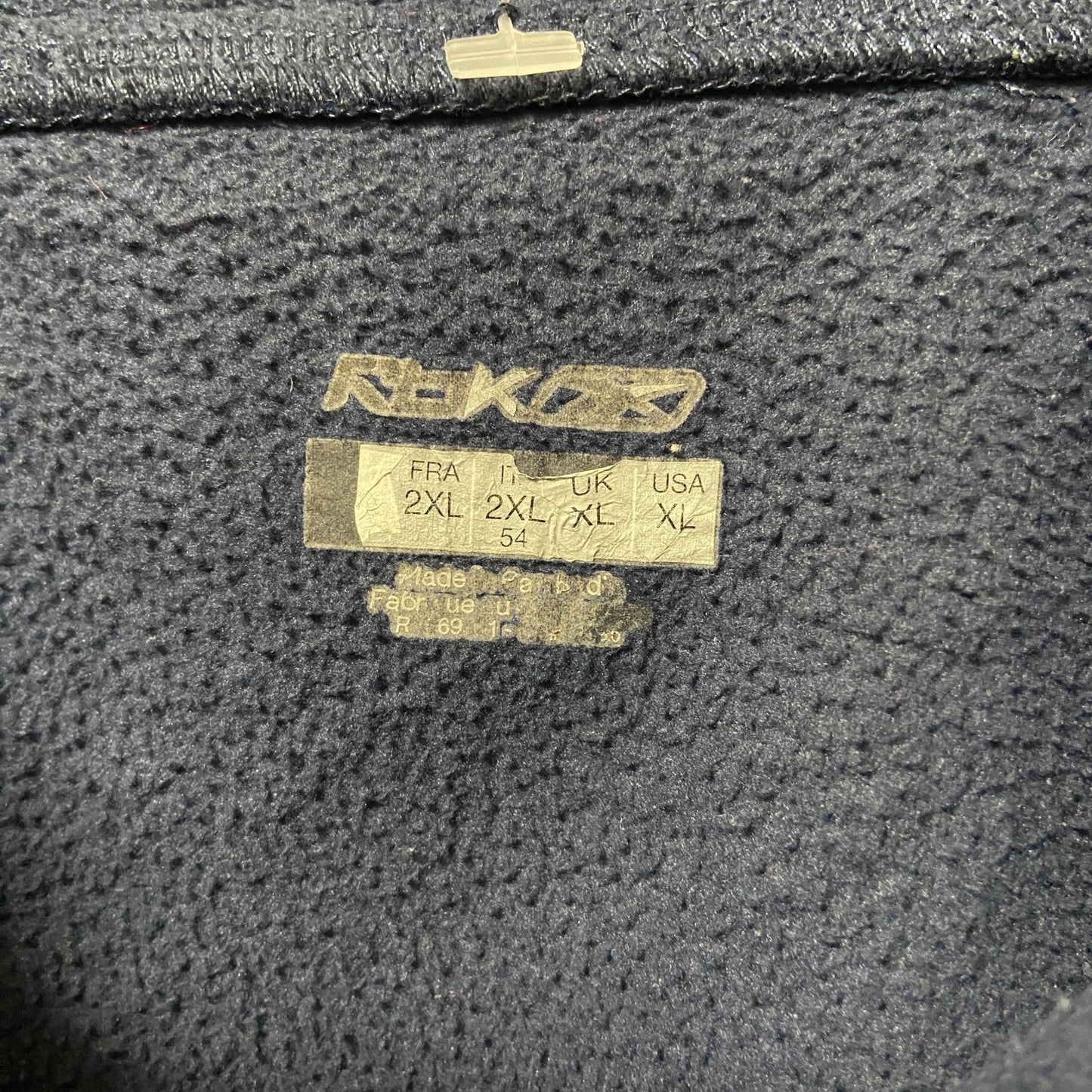 古着 used Reebok リーボック 長袖ハーフジップフリースジャケット 紺 ネイビー ワンポイント刺繡ロゴ XLサイズ