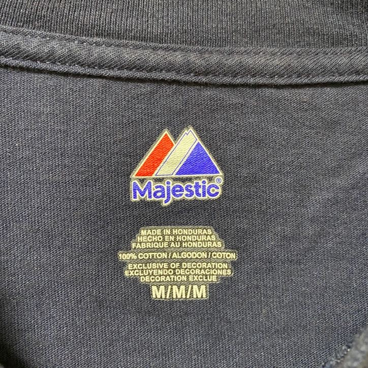 古着 used Majestic MLB シアトルマリナーズ 半袖プリントTシャツ ネイビー レトロ 野球 クルーネック Mサイズ