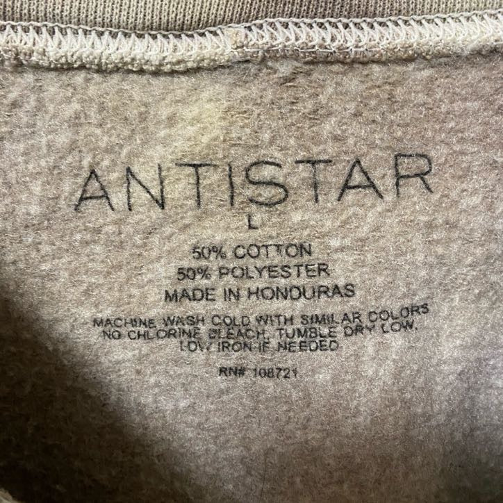 古着 used ANTISTAR 長袖クルーネックダイダイ柄スウェット トレーナー ヴィンテージ ブラウン系 Lサイズ