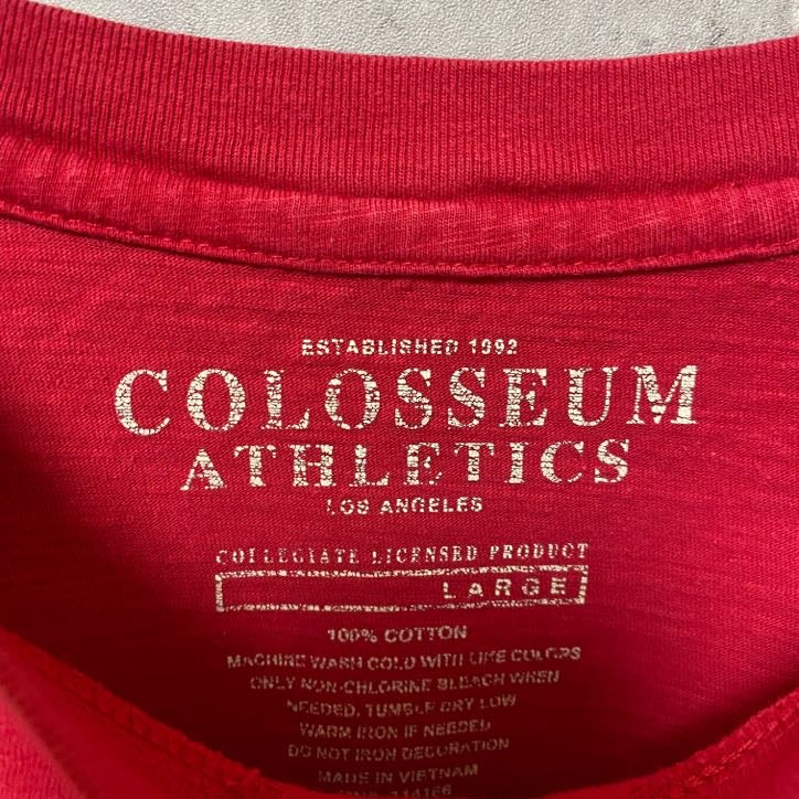 古着 used GEORGIA BULLDOGS アメフト 半袖オフィシャルプリントTシャツ 赤 スポーツ レトロ Lサイズ