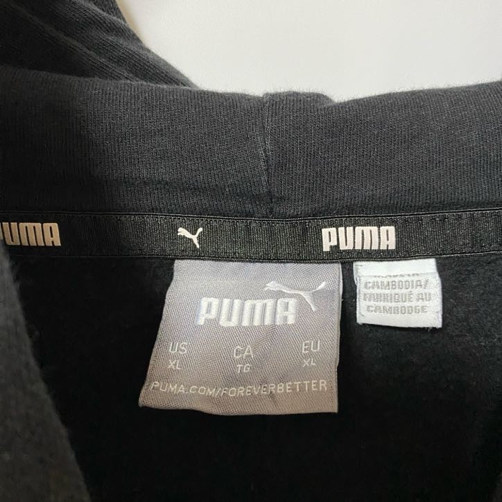 古着 used PUMA プーマ 長袖ロゴプリントプルオーバーパーカー フーディー オーバーサイズ レトロデザイン XLサイズ