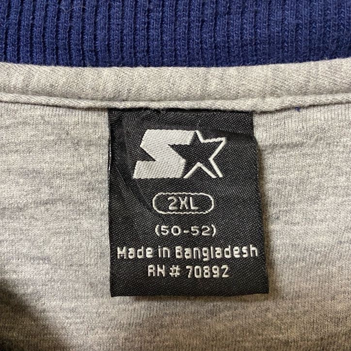 古着 used STARTER スターター 長袖ワンポイントロゴ刺繡スウェット トレーナー オーバーサイズ ネイビー 2XLサイズ
