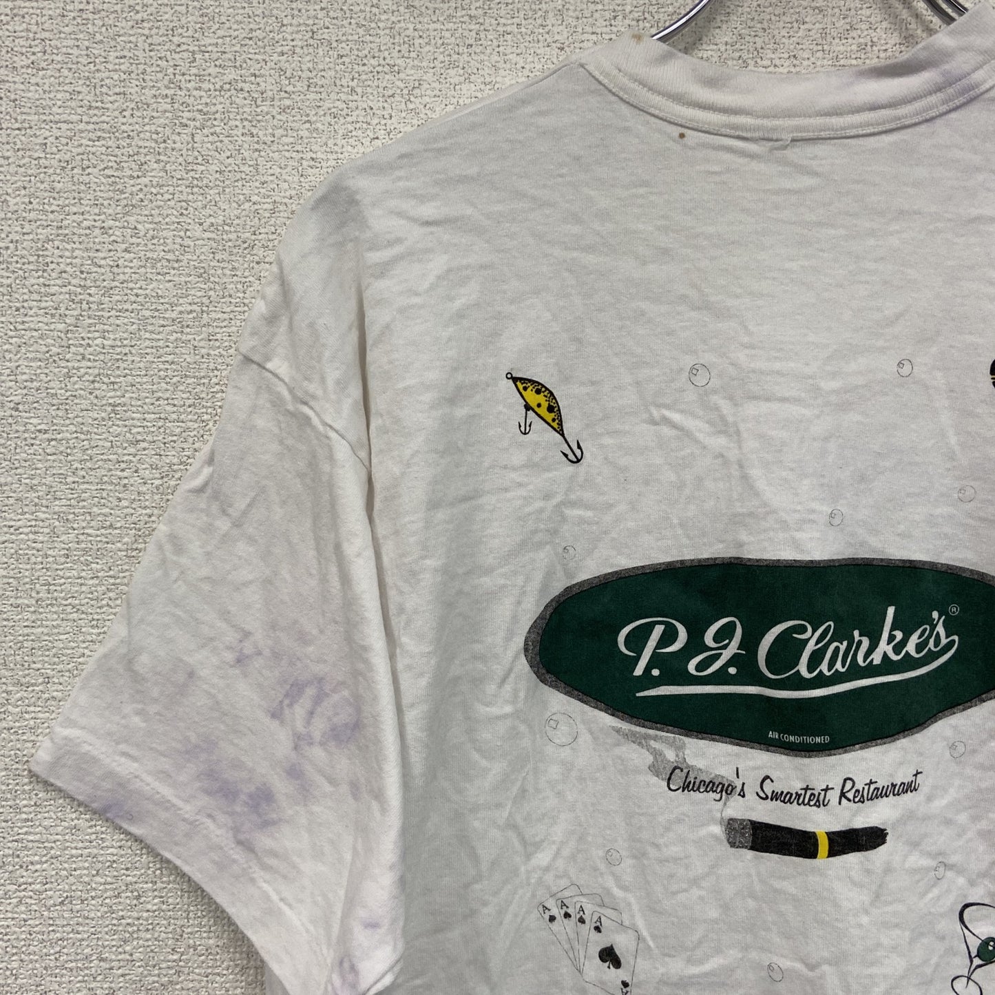 90s P.J.Clarke's 半袖プリントTシャツ ヴィンテージ シングルステッチ 白 ホワイト