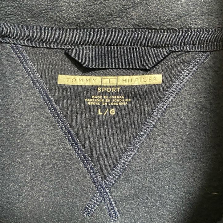 古着 used TOMMY HILFIGER トミーヒルフィガー フリースベスト 紺 ワンポイントロゴ刺繡 Lサイズ