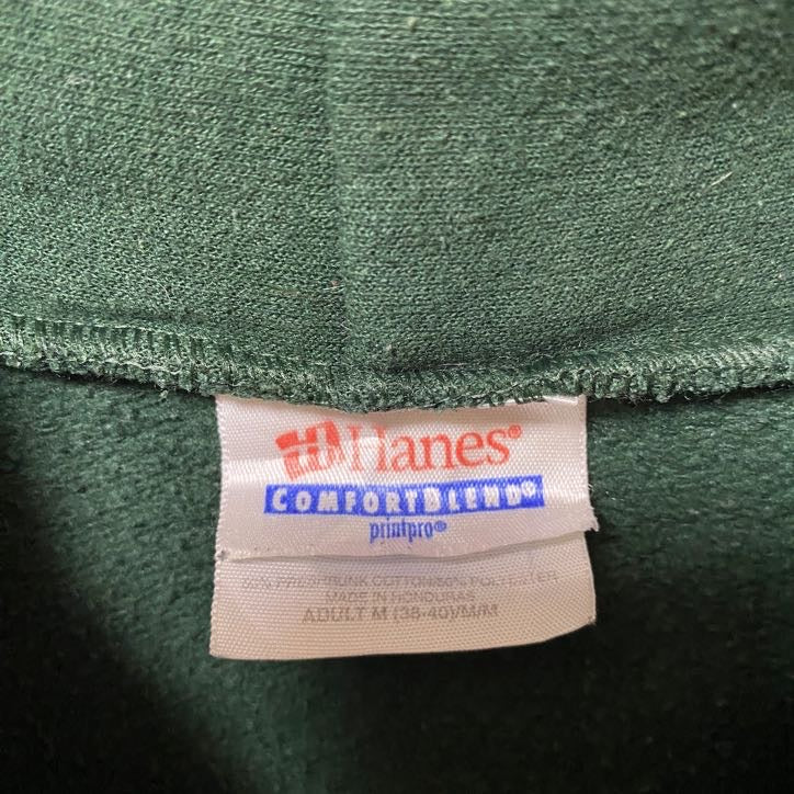 古着 used Hanes ヘインズ 長袖パーカー ロゴプリントスウェット OREGONDUCKS 緑 グリーン 秋冬服 Mサイズ