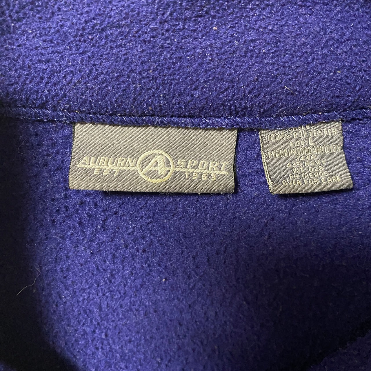 古着 used AUBURNSPORT 長袖ハイネックフリースジャケット フルジップアウター ワンポイント刺繍 ネイビー Lサイズ