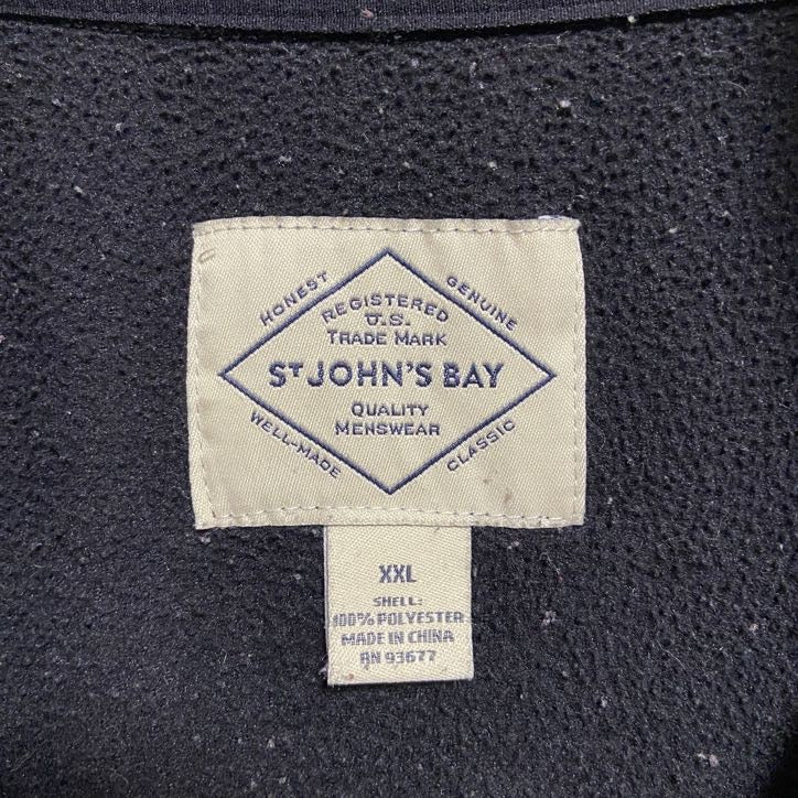 古着 used STJOHNSBAY 長袖ハイネックフリースジャケット ハーフジップアウター 黒 ビッグシルエット 2XLサイズ