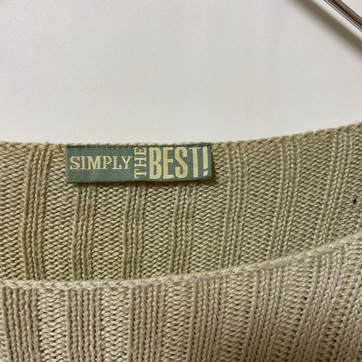 古着 used SIMPLYTHEBEST! 長袖デザインニット セーター アメリカ国旗 星条旗 ベージュ 秋冬服