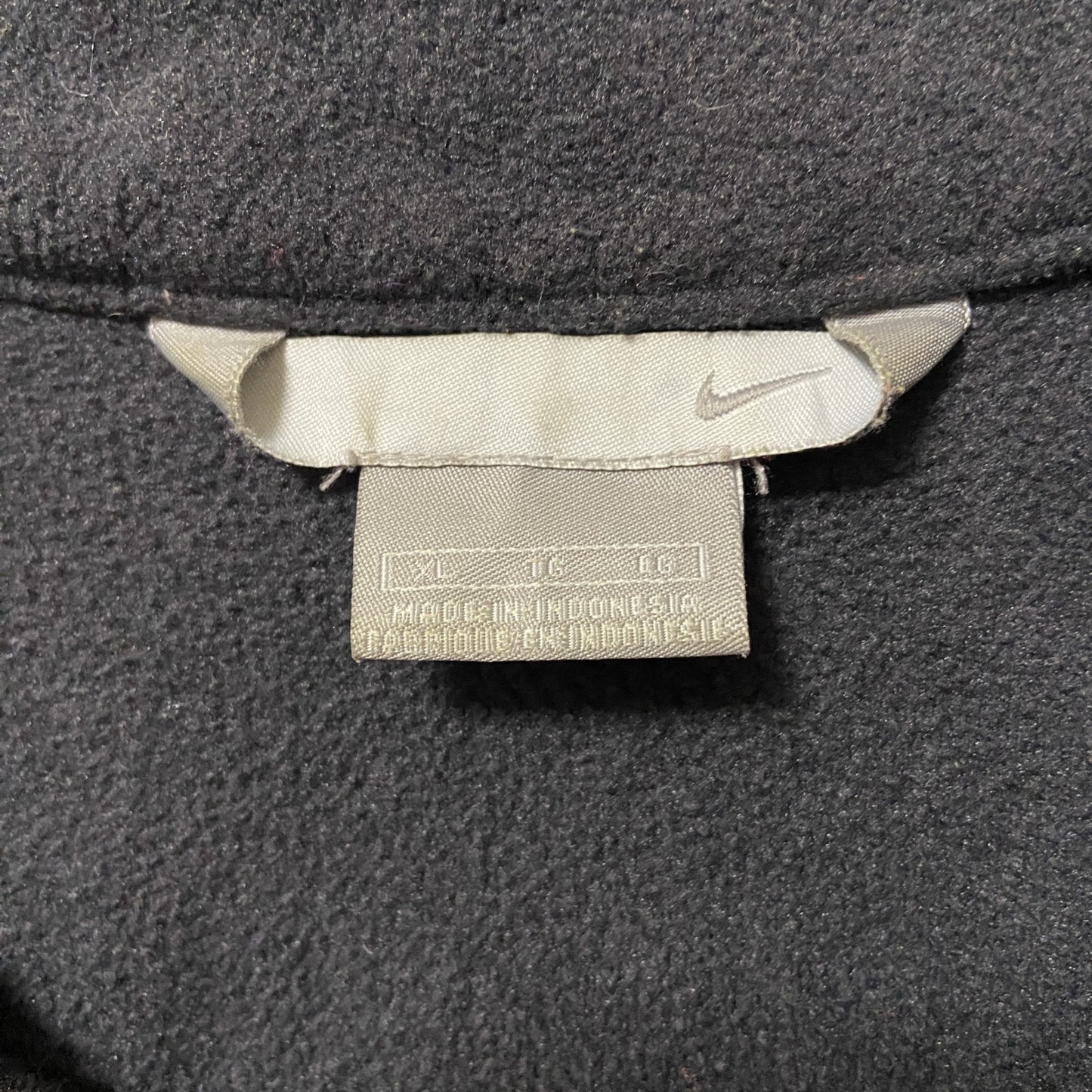 古着 used NIKE ナイキ 長袖ハーフジップフリースジャケット プルオーバー 黒 00s ワンポイントロゴ刺繡 XLサイズ