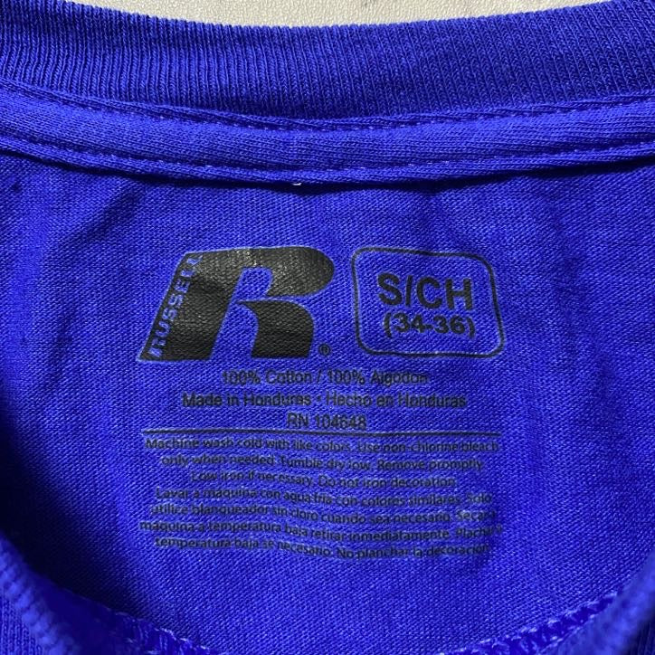 古着 used RUSSELL EASTERN ILLINOIS UNIVERSITY 大学 半袖カレッジプリントTシャツ 青