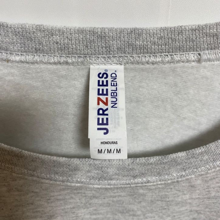 古着 used JERZEES ジャージーズ 長袖プリントスウェット トレーナー クルーネック 雪 グレー 秋冬服 Mサイズ
