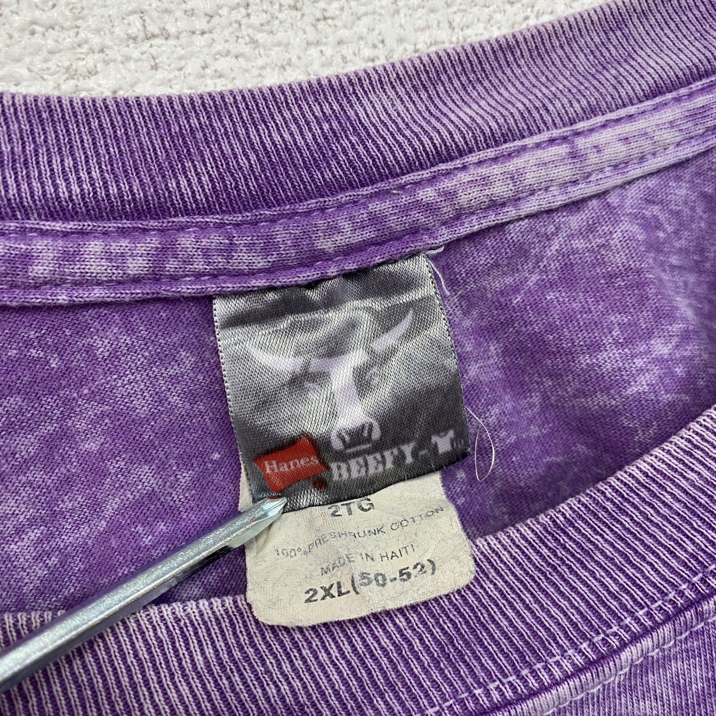 Hanes ヘインズ 半袖プリントTシャツ タイダイ柄 紫 パープル 2XLサイズ