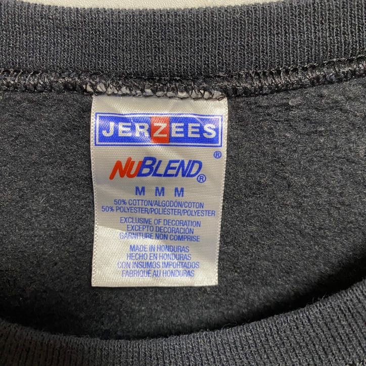 古着 used JERZEES ジャージーズ 長袖プリントスウェット トレーナー クルーネック クリスマス サンタ 黒 Mサイズ