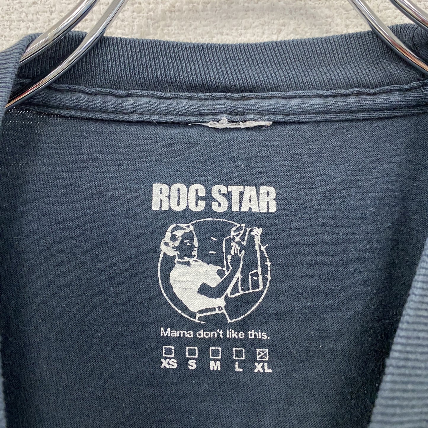 ROC STAR ロックスター 半袖プリントTシャツ 紺 ネイビー XLサイズ