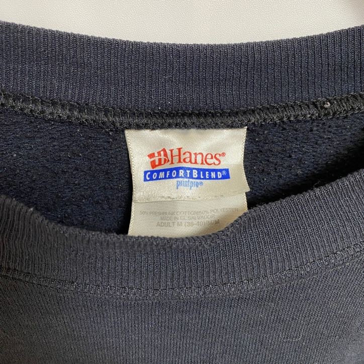 古着 used Hanes ヘインズ 長袖クルーネックスウェット トレーナー バックプリント cocoabeach 黒 Mサイズ