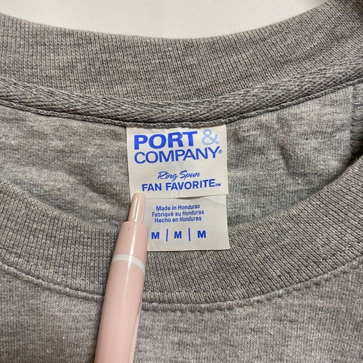 古着 used PORT&COMPANY 長袖プリントスウェット トレーナー クルーネック グレー 秋冬服 Mサイズ