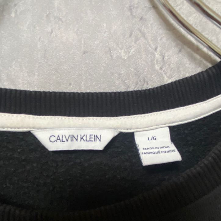 古着 used CALVIN KLEIN カルバンクライン 長袖刺繍ロゴスウェット ブラック グレー メンズ 秋冬服 Lサイズ